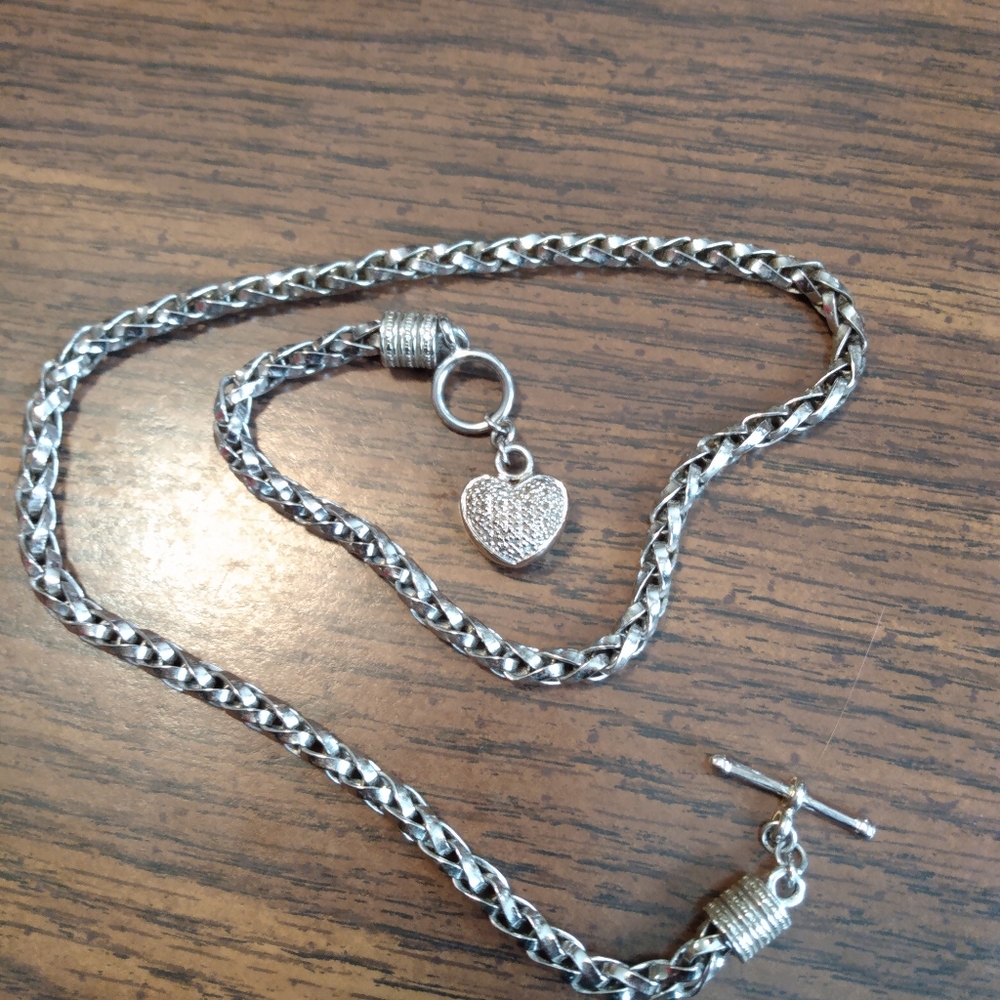 Sterling Silver Heart Toggle Necklace